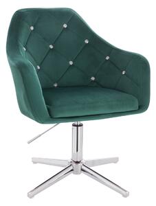 HR830CCROSS Scaun Verde Catifea cu Bază Cromata