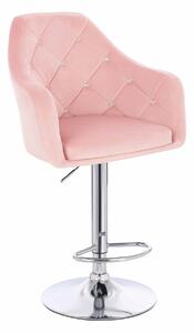 HR830CW Scaun Roz Pudra Catifea cu Bază Cromata