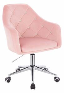 HR830CK Scaun Roz Pudra Catifea cu Bază Cromata