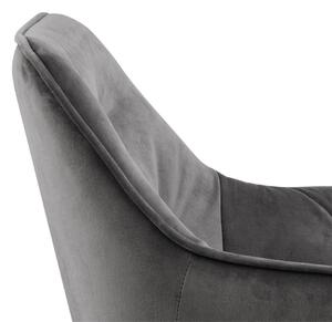 Set 2 scaune tapitate cu stofa si picioare din lemn Brooke Velvet Gri inchis / Stejar, l58xA57xH83 cm