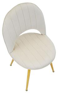 Set 2 scaune tapitate cu stofa, cu picioare din metal, Flex Velvet Crem / Auriu, l52xA48xH78 cm