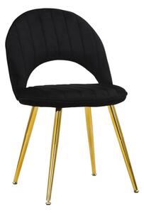 Set 2 scaune tapitate cu stofa, cu picioare din metal, Flex Velvet Negru / Auriu, l52xA48xH78 cm
