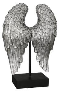 Decoratiune Wing rasina, argintiu, 30 cm
