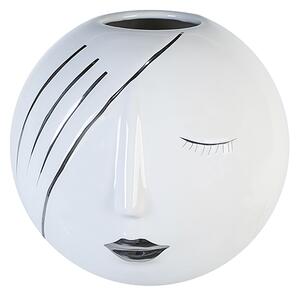 Vaza Face ceramica, alb argintiu, 19 cm
