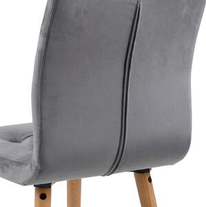 Set 2 scaune tapitate cu stofa si picioare din lemn Frida Velvet Gri inchis / Stejar, l43xA55xH88 cm