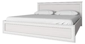 Pat dormitor Tiffany, alb vintage, cu somiera fixa, 160x200 cm