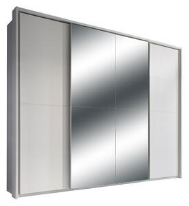 Dulap din pal cu 4 usi glisante si oglinda, Ynema Alb, l280xA60xH230 cm