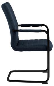 Set 2 scaune tapitate cu stofa si picioare metalice Gudrun Plus Albastru inchis / Negru, l52,5xA63,5xH95,5 cm