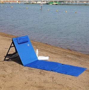 Covoras plaja cu spatar si buzunar, Pliabil, Albastru, 158 x 56 cm