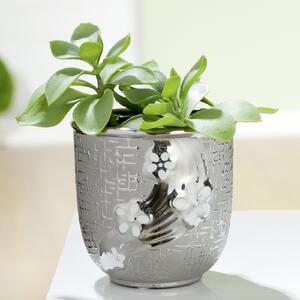 Ghiveci Daisy, ceramica, argintiu, 13x13x13 cm