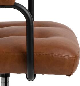 Scaun de birou ergonomic tapitat cu piele ecologica, Cosmo Plus Camel / Negru, l56xA59xH77,5-88,5 cm