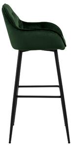 Set 2 scaune de bar tapitate cu stofa si picioare metalice, Brooke Velvet Verde / Negru, l52xA53xH104 cm