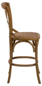 Set 2 scaune de bar din lemn de ulm, cu sezut din ratan Eileen Natural, l51xA55xH105 cm