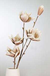 Crenguta cu 5 flori Lagarto, spuma, crem maro, 115 cm