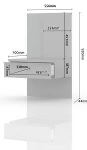 Noptiera suspendata din pal, cu 1 sertar si LED inclus, Onyx Antracit / Nuc Pacific, l56xA41xH92 cm