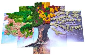Tablou 4 anotimpuri decorat cu licheni naturali multicolori