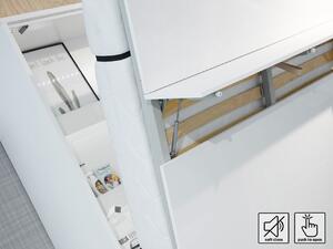 Pat rabatabil pe perete, cu mecanism pneumatic si somiera inclusa, Bed Concept Vertical Alb Lucios, 200 x 140 cm