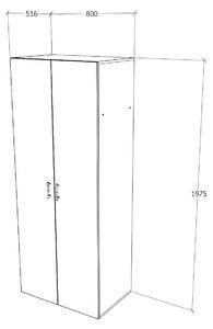 Dulap haaus Nero, 2 Usi, Stejar Sonoma, 80 x 52 x 200 cm