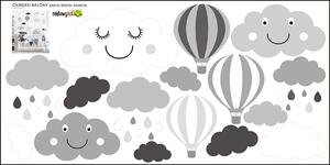 Decoraţiunea de perete - gri-alb nori și baloane Clouds