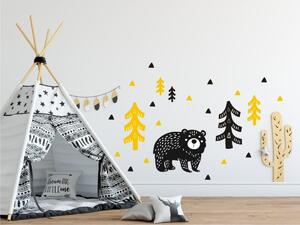 Decorațiune de perete cu urs în negru și galben Bear in the forest