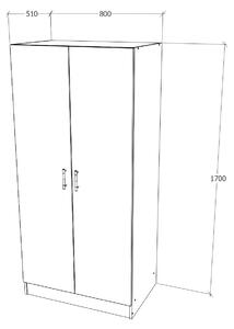 Dulap haaus Remi, 2 Usi, Stejar Wotan, 80 x 51 x 170 cm