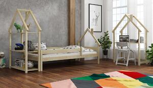 Pat pentru copii tip căsuță Ollie - natural Half House bed 160x80 cm pat teatru