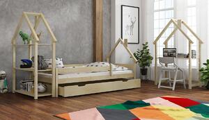 Pat pentru copii tip căsuță Ollie - natural Half House bed 160x80 cm pat teatru