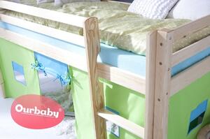Pat elevat pentru copii Ourbaby Modo - pin elevat pat verde natural
