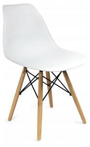 Scaun stil scandinav, plastic, lemn, alb, 46x52x81 cm, Eva