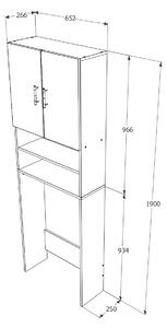 Dulap Masina de Spalat haaus, Beton/Alb, 65 x 27 x 190 cm
