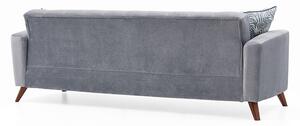 Canapea extensibila cu lada de depozitare, tapitata cu stofa, 3 locuri, Loft II Velvet Gri, l228xA88,5xH80 cm