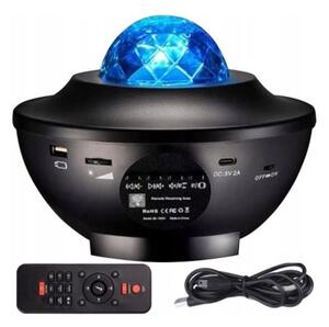 Lampa de noptiera cu proiector, LED, telecomanda, bluetooth, 4 culori, incarcare USB, negru, 12.3x16.4 cm
