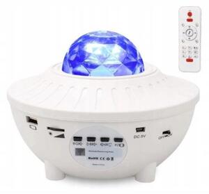 Lampa de noptiera cu proiector, LED, telecomanda, bluetooth, 4 culori, incarcare USB, alb, 12.3x16.4 cm