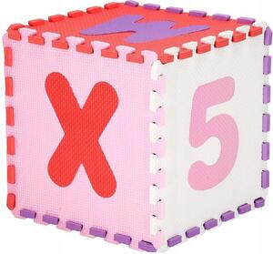Covor spuma ptr copii, EVA roz cu mov, model alfabet si numere, 172x172x1cm, Springos