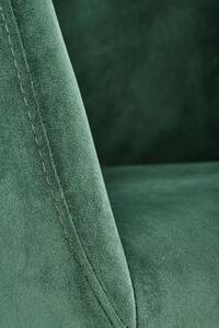 Scaun tapitat cu stofa si picioare metalice, Kai-421 Velvet Verde Inchis / Negru, l62xA53xH78 cm