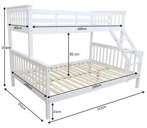 Pat supraetajat copii,lemn de pin, alb,se pot forma 2 paturi separate