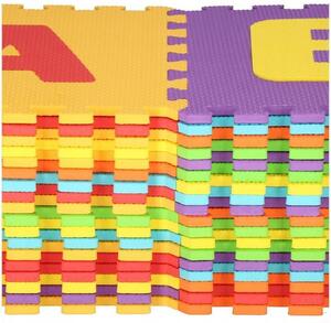 Covor spuma ptr copii, EVA multicolor, model alfabet si numere, 172x172x1cm, Springos