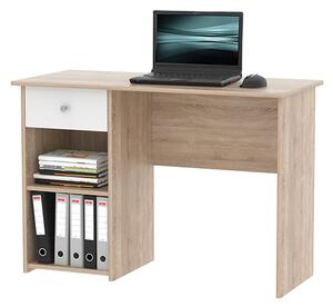 Birou Pc , stejar sonoma alb ,cu sertar si raft, Bortis Impex