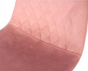 Scaun tip scandinav, velur, model cusatura in fata, roz si natur, max 100 kg, 44x52x85 cm, Vigo