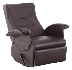 Fotoliu relaxant confortabil cu recliner mecanic ,pentru living hol birou ,piele eco maro,Bortis