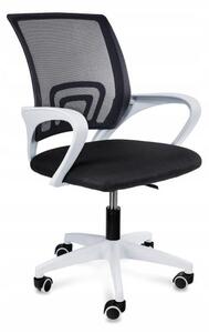 Scaun de birou, rotativ, cu plasa, cotiere, alb si negru, 54x54x95 cm