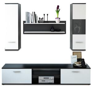 Set mobila Living ,negru alb,188 cm lungime, modern ,Bortis Impex