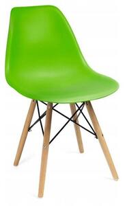 Scaun stil scandinav, plastic, lemn, verde, 45x55x79.5 cm