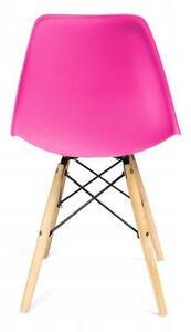 Scaun stil scandinav, plastic, lemn, roz, 45x55x79.5 cm