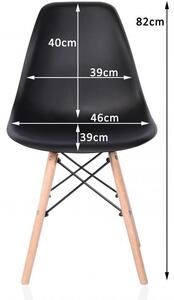 Set scaun stil scandinav, 4 bucati, lemn si PP, gri, max 125 kg, 46x50x82 cm