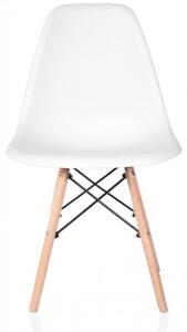 Set scaun stil scandinav, 4 bucati, lemn si PP, alb, max 125 kg, 46x50x82 cm
