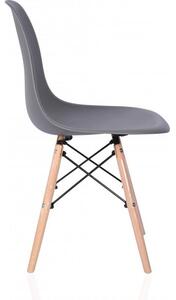 Set scaun stil scandinav, 4 bucati, lemn si PP, gri, max 125 kg, 46x50x82 cm