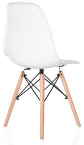 Set scaun stil scandinav, 4 bucati, lemn si PP, alb, max 125 kg, 46x50x82 cm