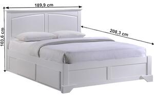 Pat dormitor,180x200 cm , alb ,design deosebit , lemn masiv,cu sertare ,Bortis Impex