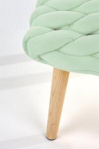 Taburet tapitat cu stofa si picioare din lemn Yanis Verde deschis / Natural, l37xA27xH35 cm